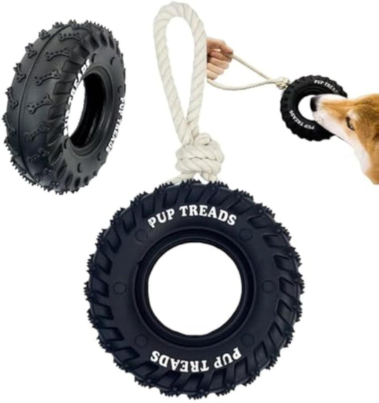 JMT-647690 Durable Interactive Chew Toy for Large Dogs - Natural Rubber Tire Design with Treat Dispenser for Aggressive Chewers