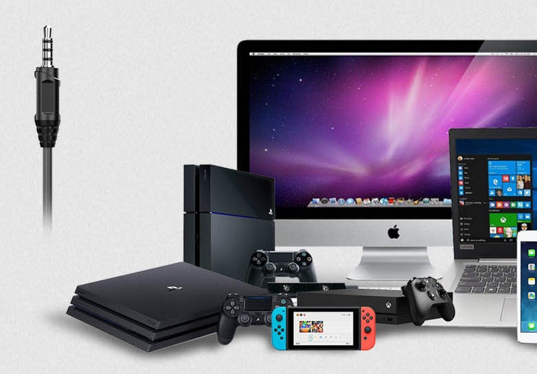 JMT-647690 Noise-Cancelling Headset with 50mm Drivers and Omnidirectional Microphone, 3.5mm Interface, Tungsten Black