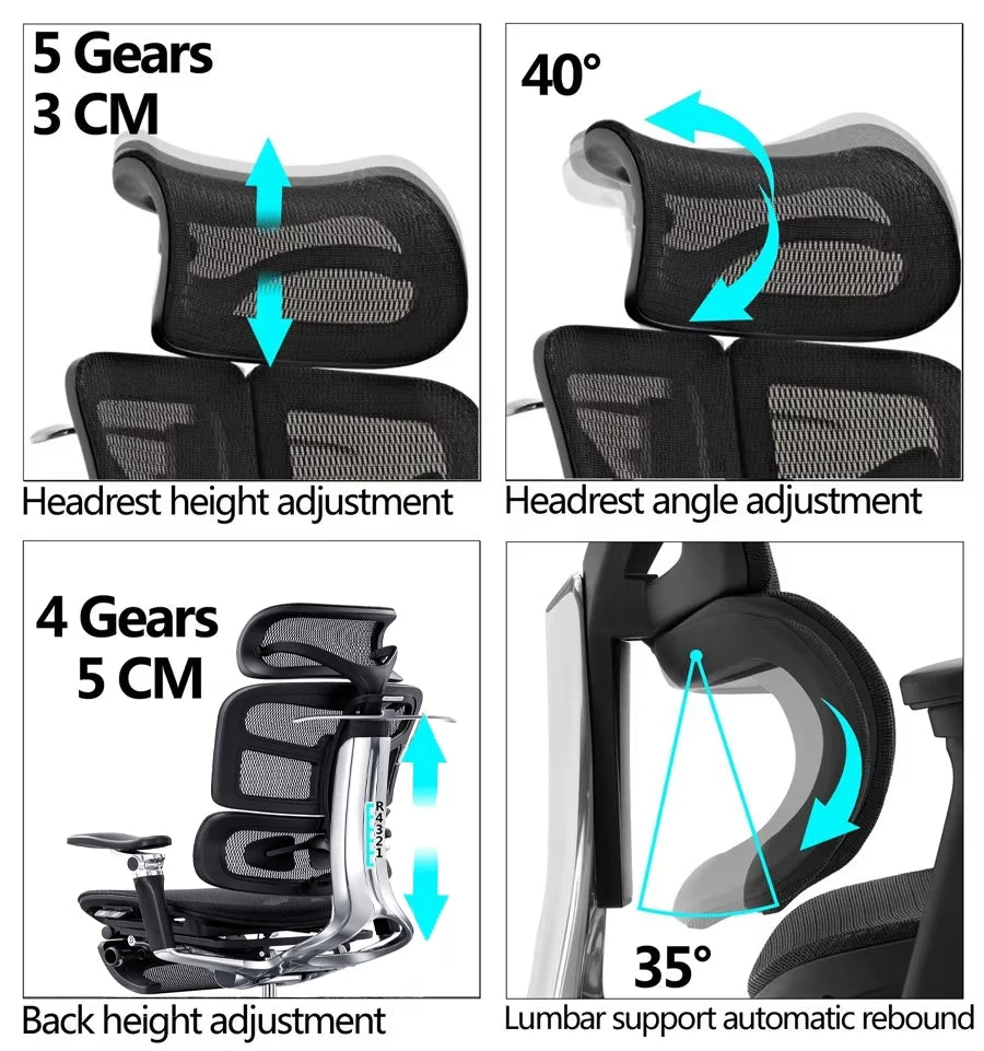 JMT-648458 Ergonomic Executive Office Chair with Aluminium Frame and Mesh Back, Swivel Function, Modern Design