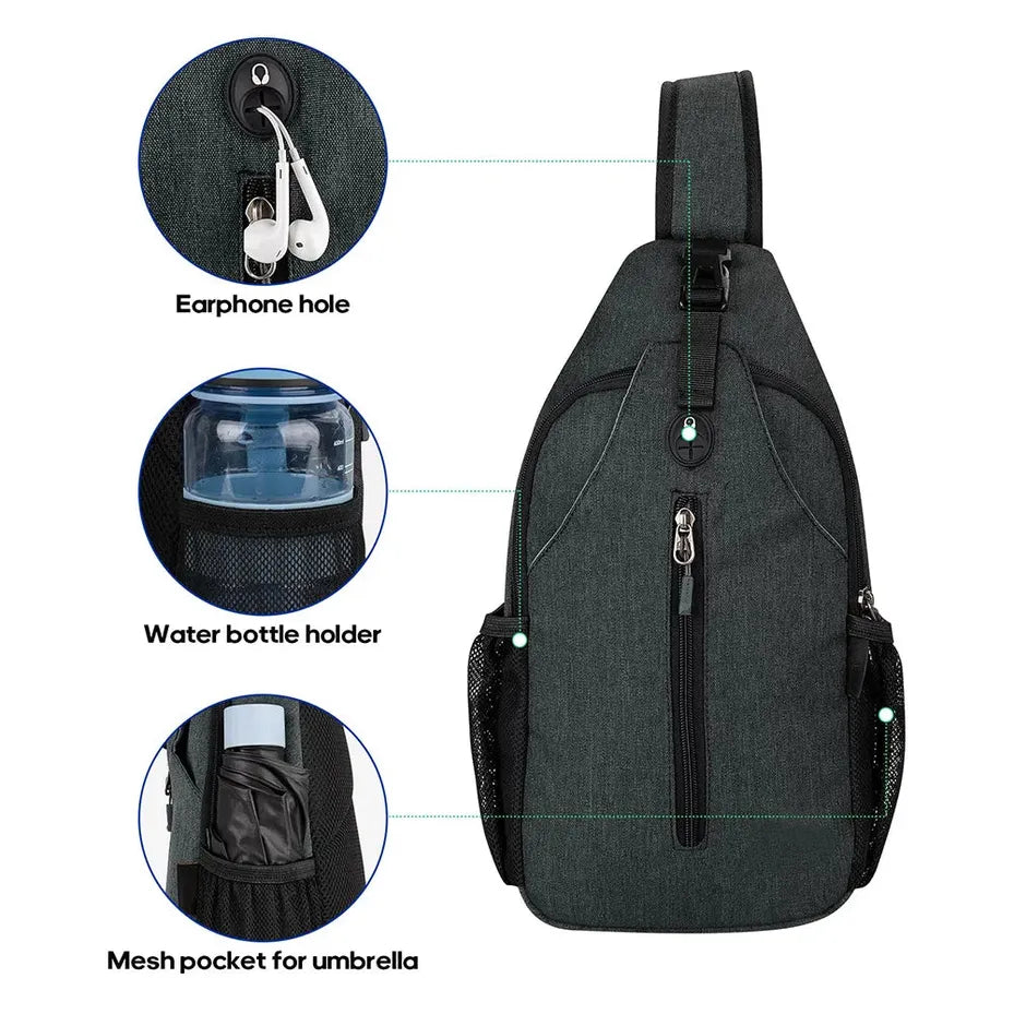 JMT-648522 Waterproof Outdoor Sports Sling Backpack - Compact Unisex Travel Gym Bag