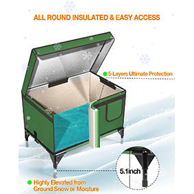 JMT-648714 Foldable Insulated Cat Cage for Outdoor Use - Green, Various Sizes