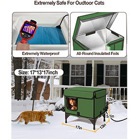 JMT-648714 Foldable Insulated Cat Cage for Outdoor Use - Green, Various Sizes