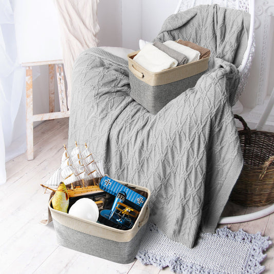 JMT-648842 Linen Storage Basket for Toys, Clothes, and Shoes - Multiple Colors Available