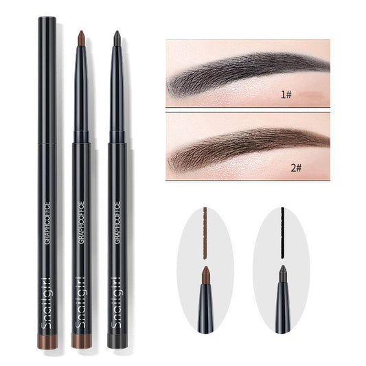 JMT-648970 Auto-Rotating Eyebrow Pencil and Eyeliner Pen - One-Stroke Application, Black & Coffee Colors, Pack of 12