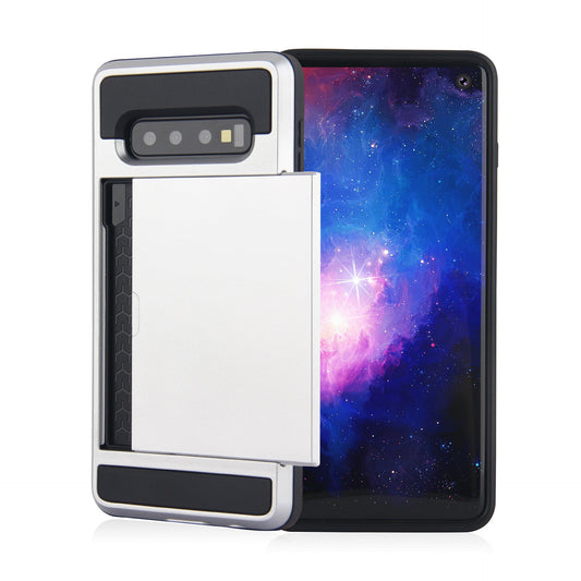 JMT-649034 Dual Layer Shockproof Phone Case with Card Slots for Samsung Galaxy S10, S9, Note 10, and Others