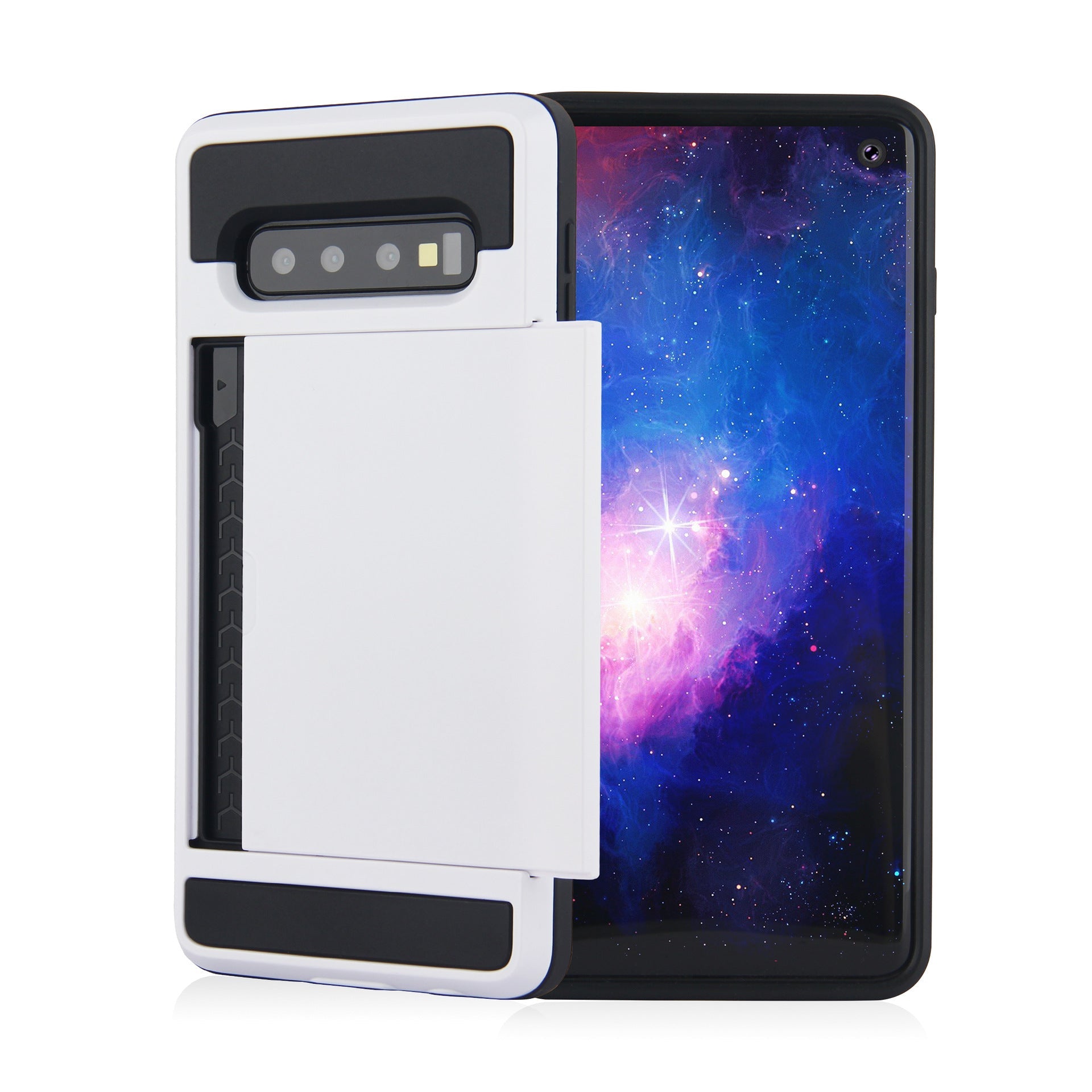 JMT-649034 Dual Layer Shockproof Phone Case with Card Slots for Samsung Galaxy S10, S9, Note 10, and Others