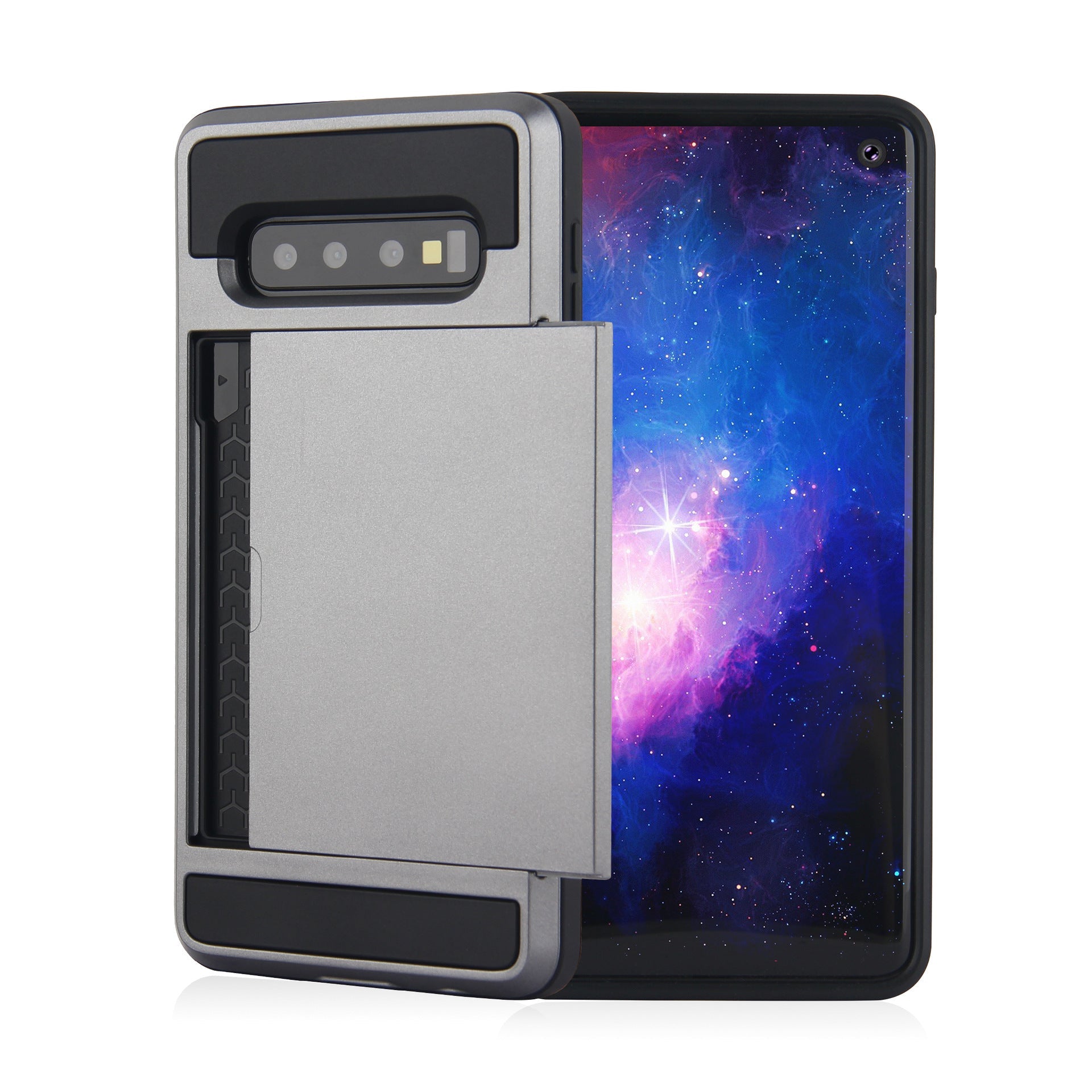 JMT-649034 Dual Layer Shockproof Phone Case with Card Slots for Samsung Galaxy S10, S9, Note 10, and Others