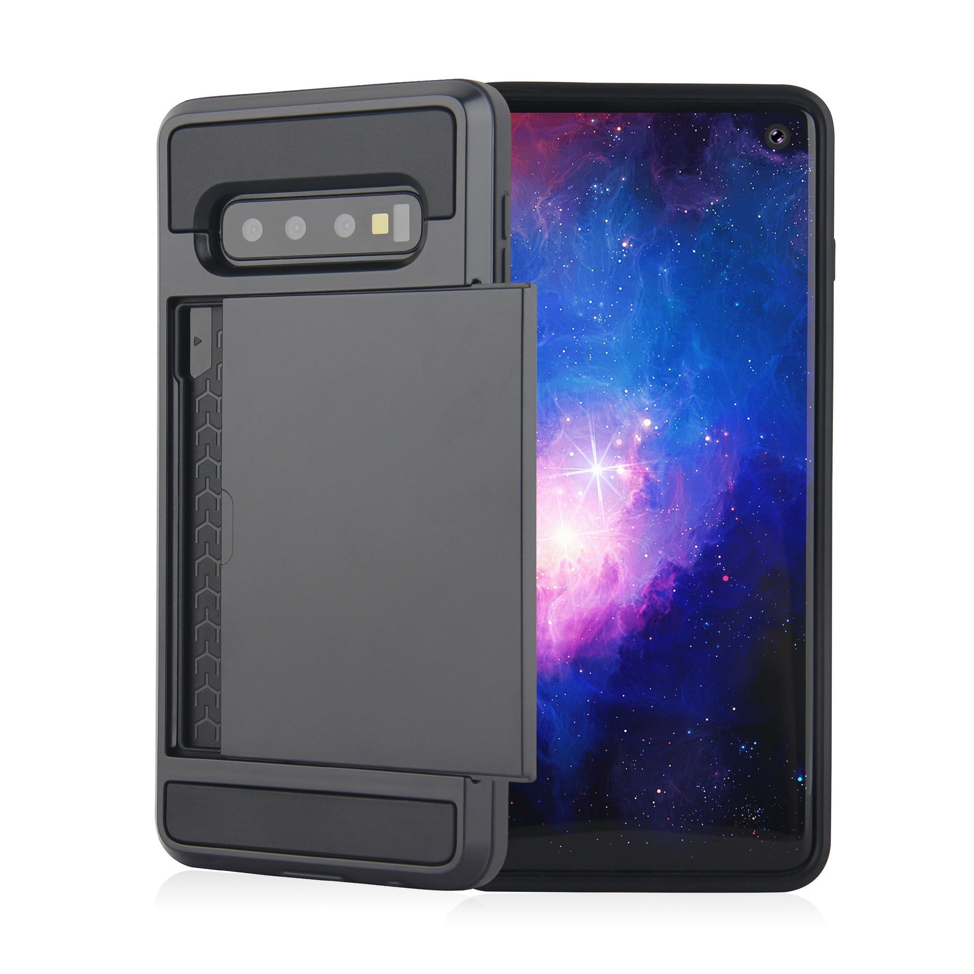 JMT-649034 Dual Layer Shockproof Phone Case with Card Slots for Samsung Galaxy S10, S9, Note 10, and Others