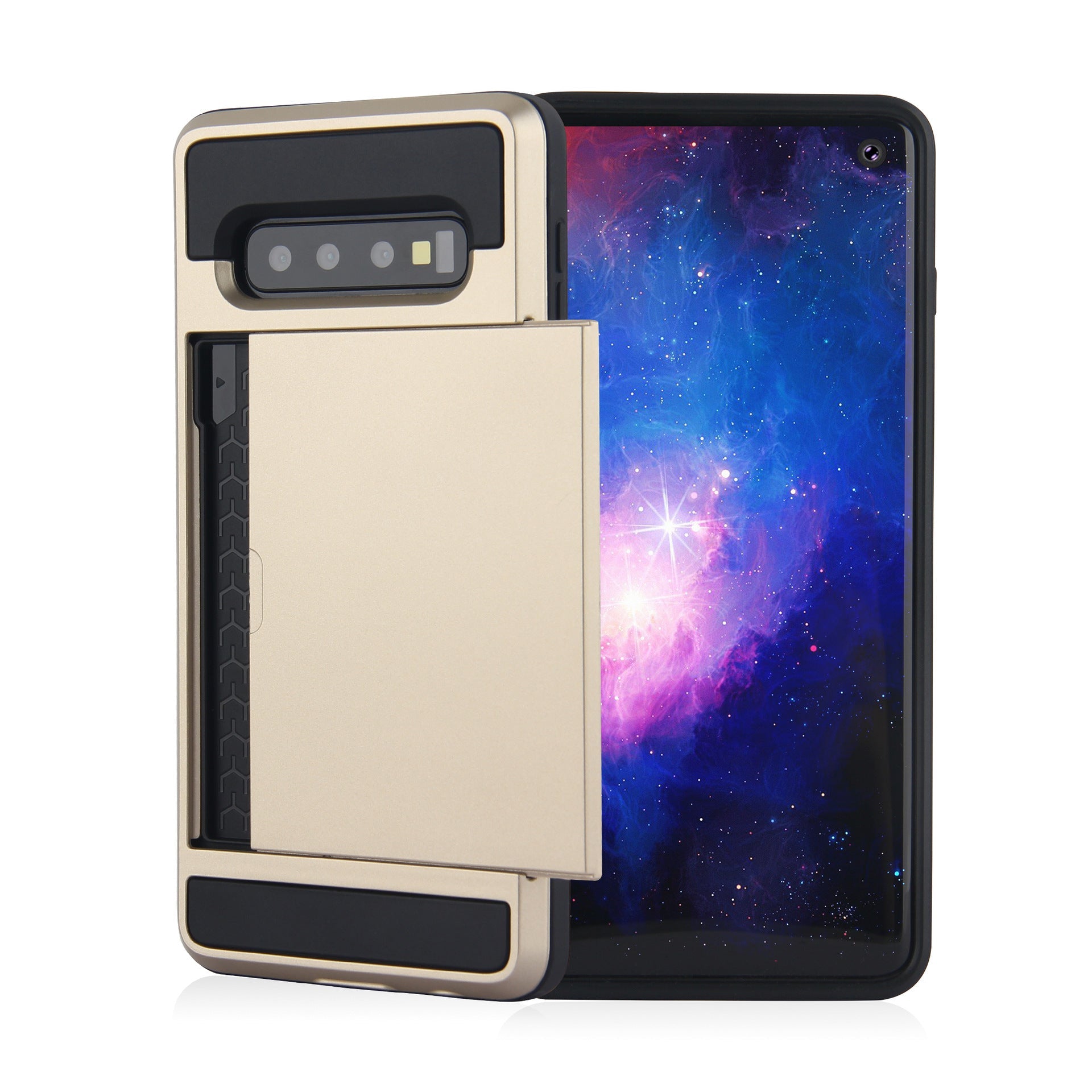 JMT-649034 Dual Layer Shockproof Phone Case with Card Slots for Samsung Galaxy S10, S9, Note 10, and Others