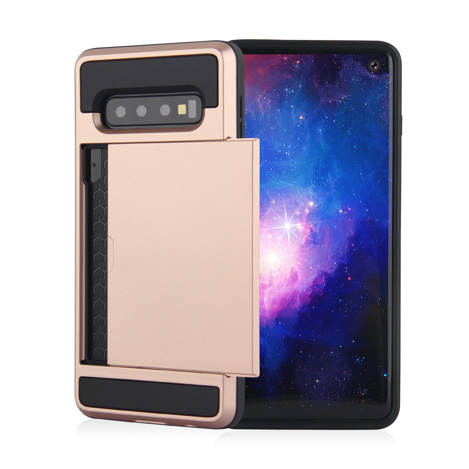 JMT-649034 Dual Layer Shockproof Phone Case with Card Slots for Samsung Galaxy S10, S9, Note 10, and Others