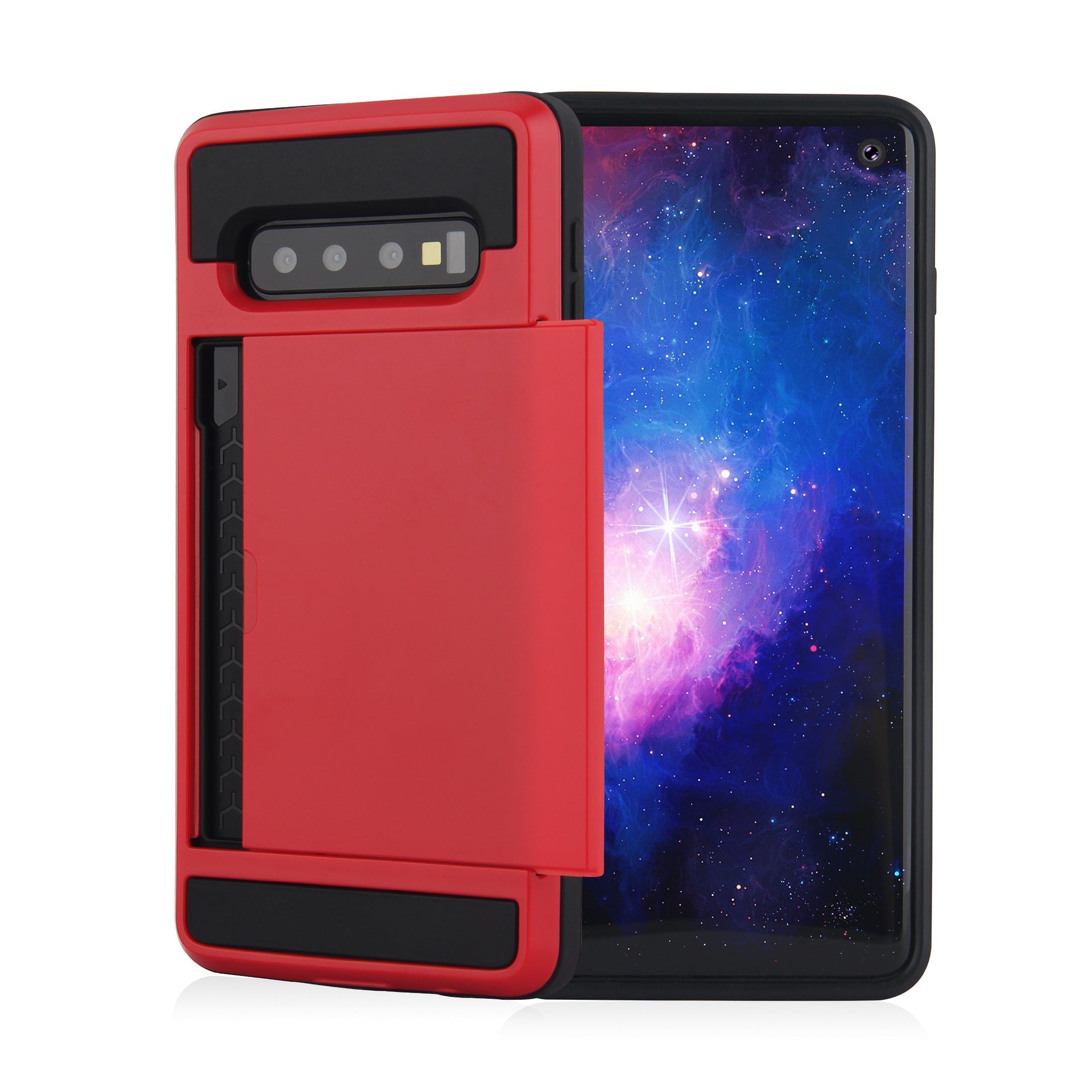 JMT-649034 Dual Layer Shockproof Phone Case with Card Slots for Samsung Galaxy S10, S9, Note 10, and Others