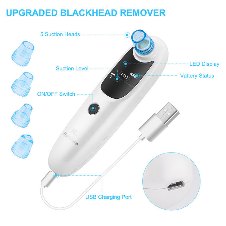 JMT-649098 Rechargeable Electric Blackhead Remover with 5 Suction Heads for Skin Tightening and Rejuvenation