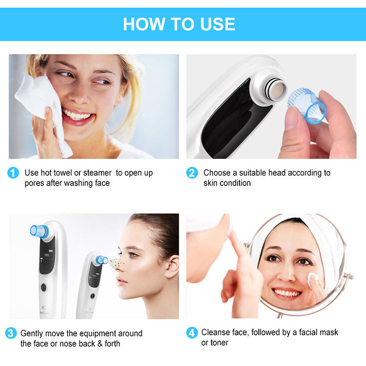 JMT-649098 Rechargeable Electric Blackhead Remover with 5 Suction Heads for Skin Tightening and Rejuvenation