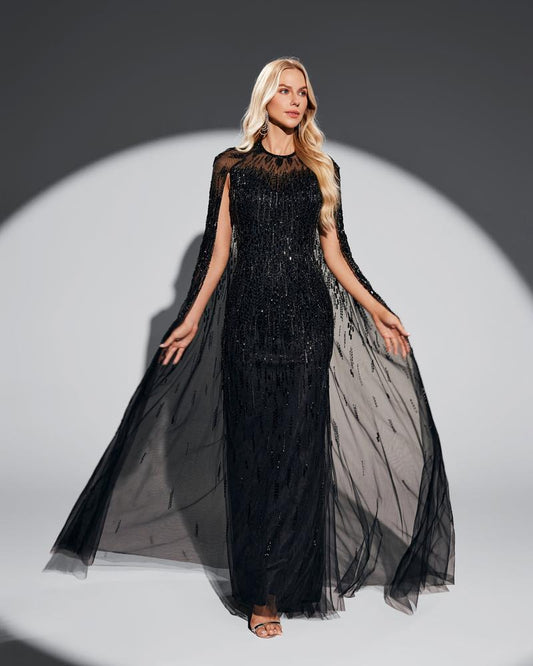 JMT-649098 Sophisticated Black Evening Dress for Women - Elegant Nightwear with Timeless Style