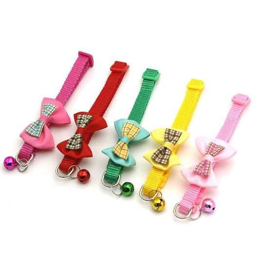 JMT-649354 Pet Bell Bow Neck Collar for Small Dogs and Cats - Adjustable, Colorful Bow Tie Design with Bells