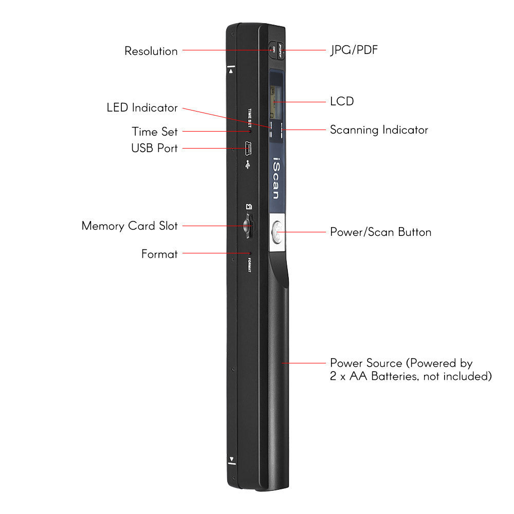 JMT-649482 Compact Handheld Plastic Scanner for Easy Document Digitization
