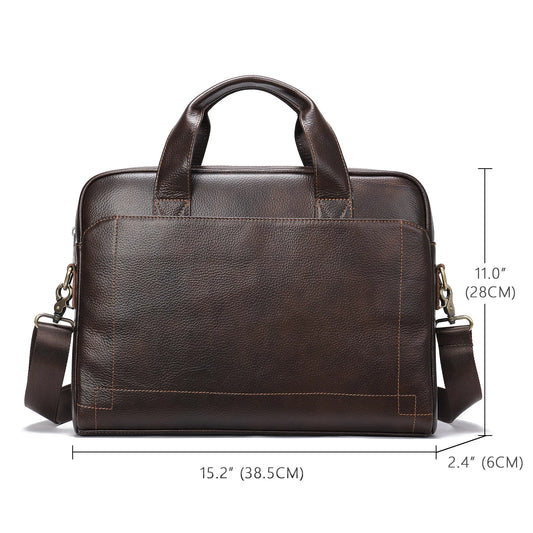 JMT-649674 Genuine Leather Laptop Briefcase for Men - Stylish Office Handbag for Documents and Essentials