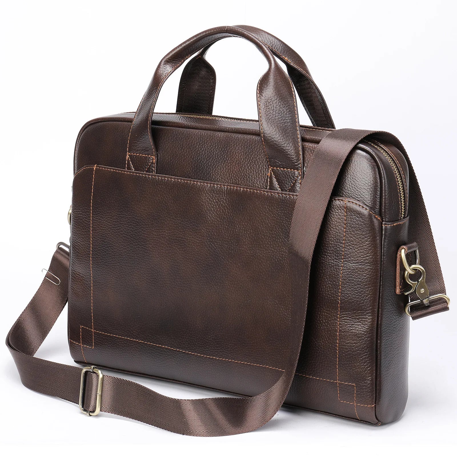 JMT-649674 Genuine Leather Laptop Briefcase for Men - Stylish Office Handbag for Documents and Essentials