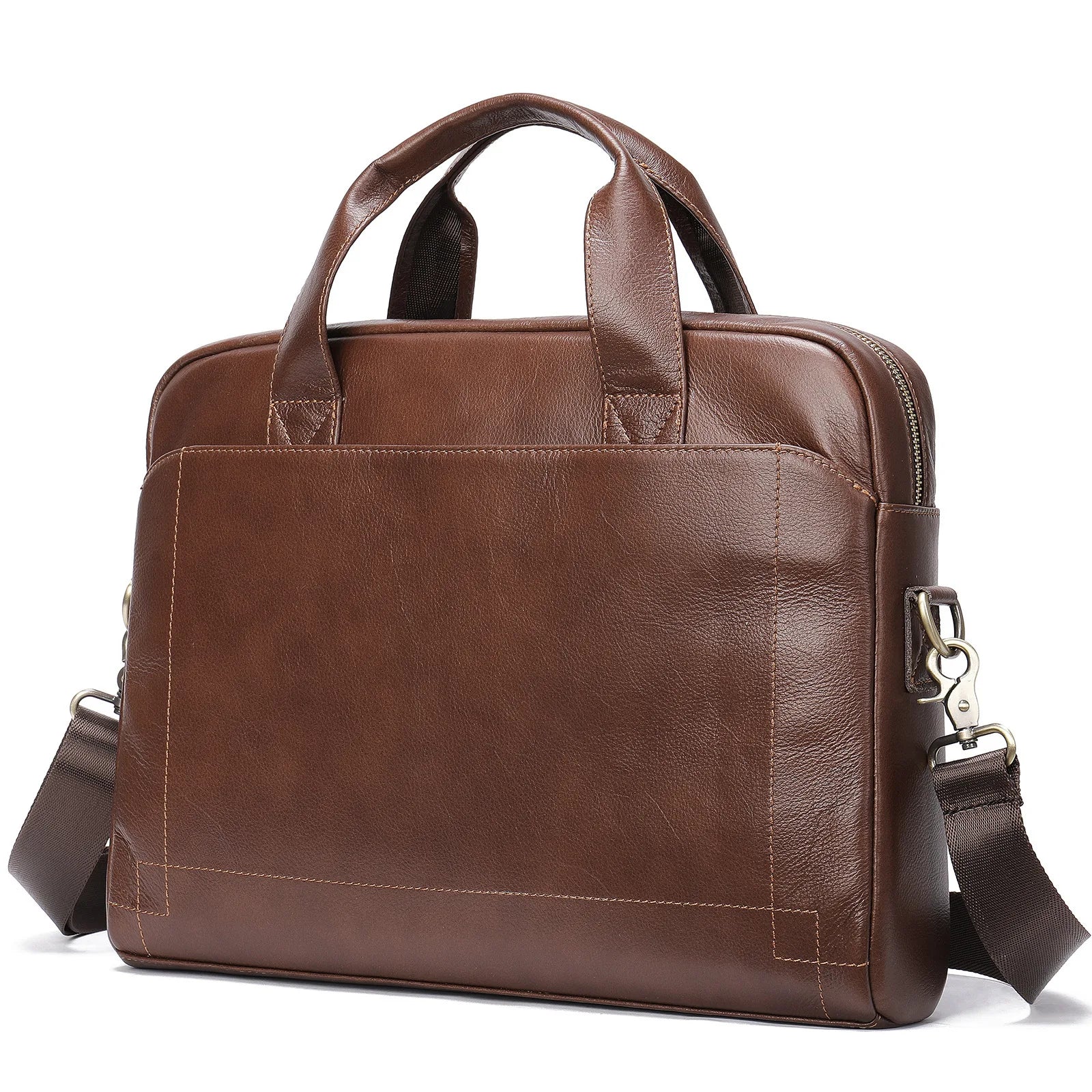 JMT-649674 Genuine Leather Laptop Briefcase for Men - Stylish Office Handbag for Documents and Essentials