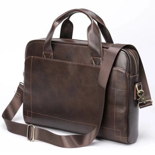 JMT-649674 Genuine Leather Laptop Briefcase for Men - Stylish Office Handbag for Documents and Essentials