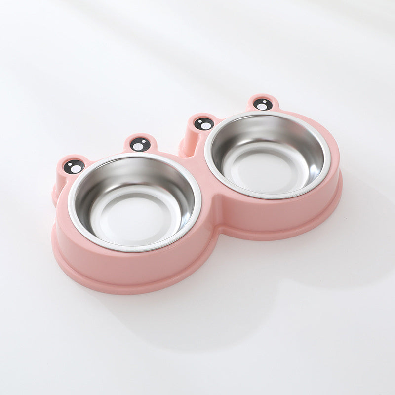 JMT-649674 Stainless Steel Double Bowl for Cats and Dogs - Versatile Pet Feeding and Drinking Utensils