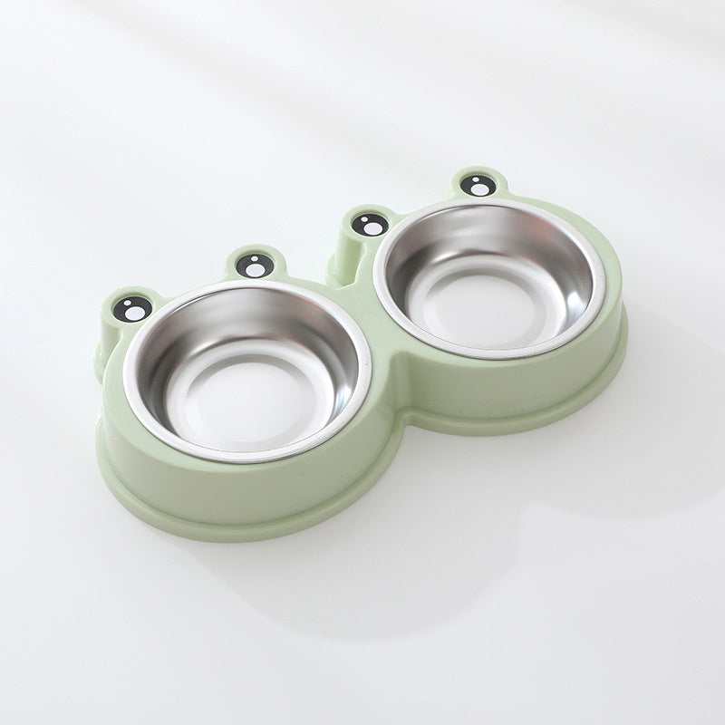 JMT-649674 Stainless Steel Double Bowl for Cats and Dogs - Versatile Pet Feeding and Drinking Utensils