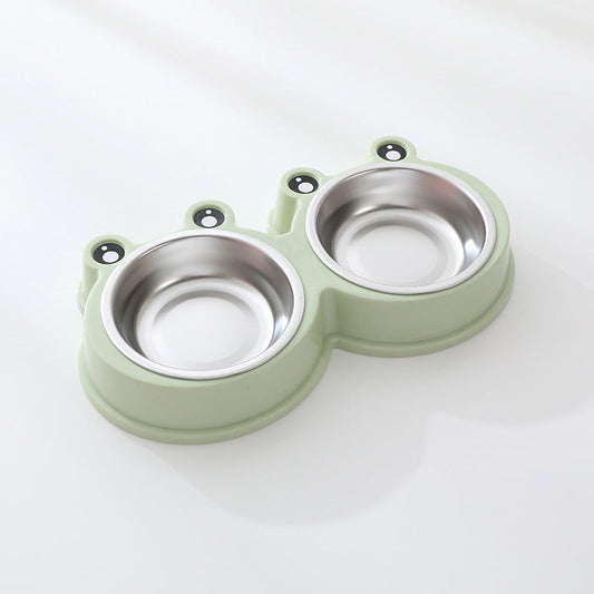 JMT-649674 Stainless Steel Double Bowl for Cats and Dogs - Versatile Pet Feeding and Drinking Utensils