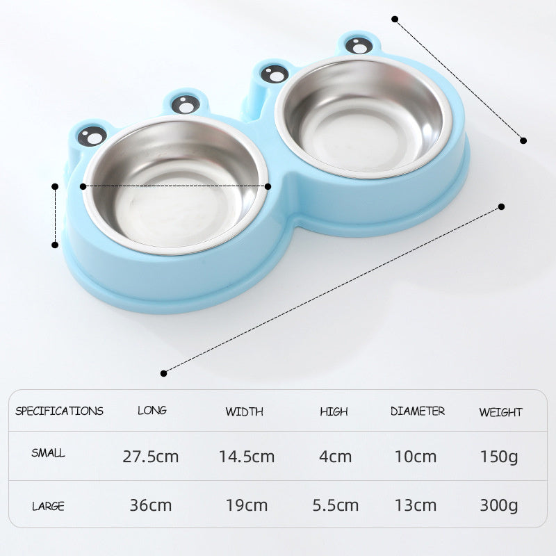 JMT-649674 Stainless Steel Double Bowl for Cats and Dogs - Versatile Pet Feeding and Drinking Utensils