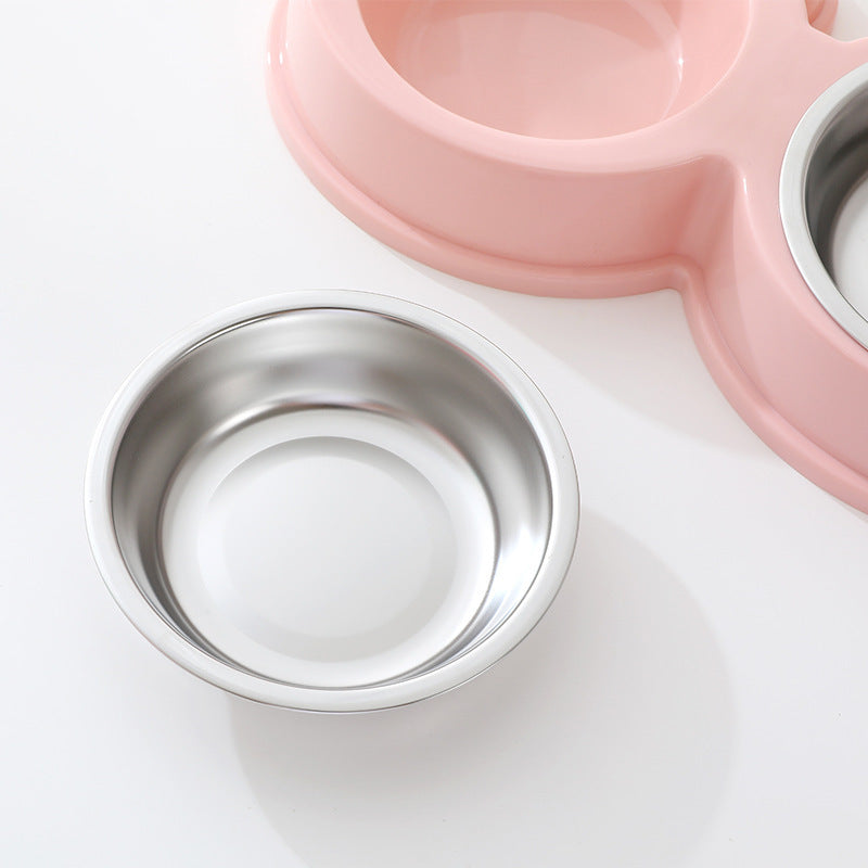 JMT-649674 Stainless Steel Double Bowl for Cats and Dogs - Versatile Pet Feeding and Drinking Utensils