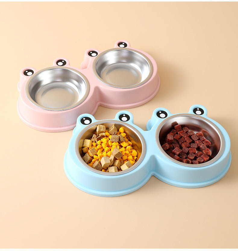 JMT-649674 Stainless Steel Double Bowl for Cats and Dogs - Versatile Pet Feeding and Drinking Utensils