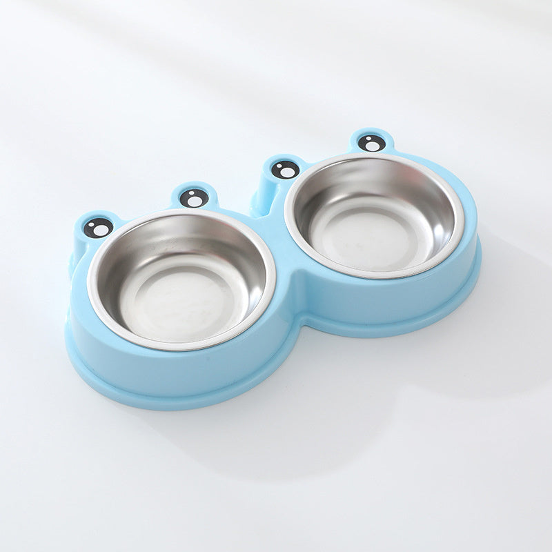 JMT-649674 Stainless Steel Double Bowl for Cats and Dogs - Versatile Pet Feeding and Drinking Utensils