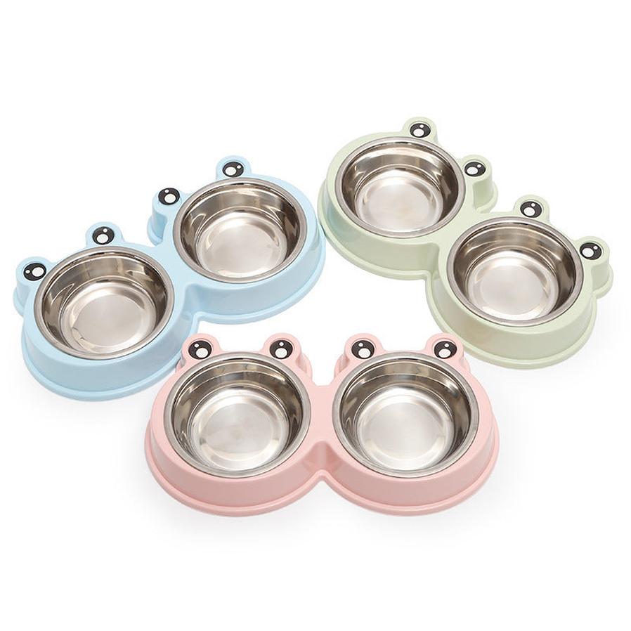 JMT-649674 Stainless Steel Double Bowl for Cats and Dogs - Versatile Pet Feeding and Drinking Utensils