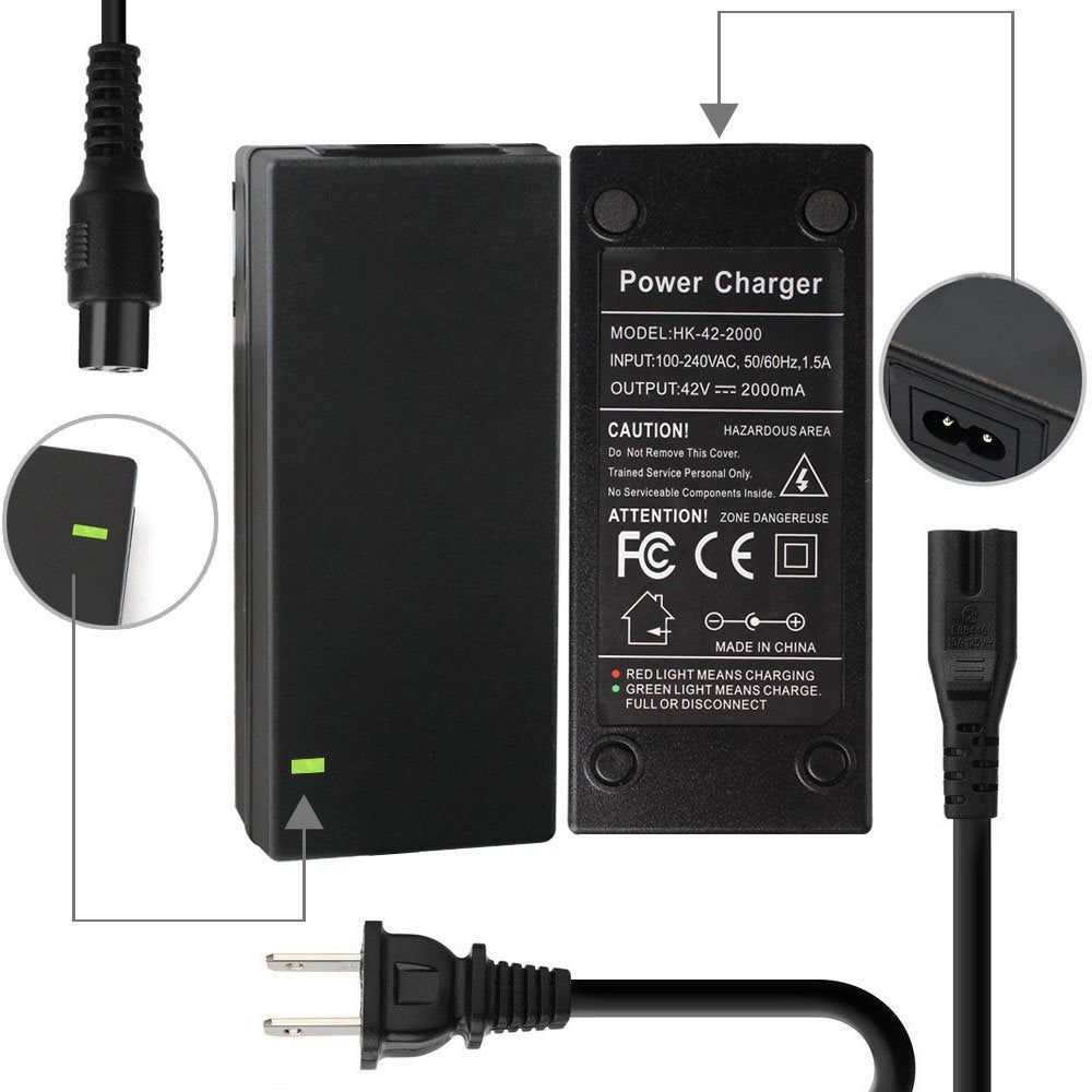 JMT-650186 42V 2A Universal Charger Power Adapter with LED Indicator, Lightweight and Durable Design for Balancing Scooters