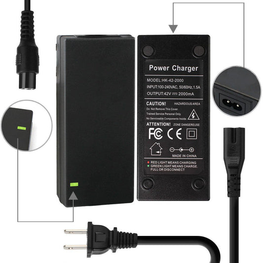 JMT-650186 42V 2A Universal Charger Power Adapter with LED Indicator, Lightweight and Durable Design for Balancing Scooters