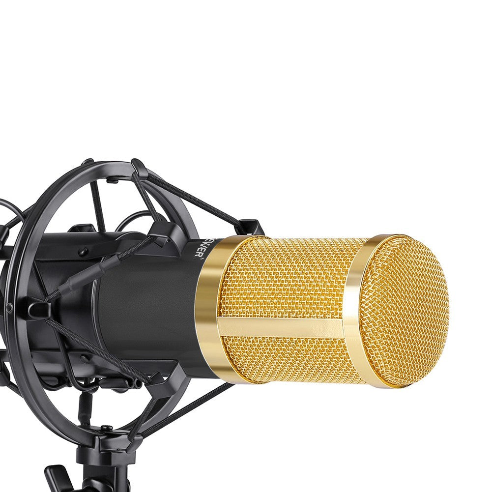 JMT-650186 Black Professional Condenser Microphone Set with Shock Mount and Anti-Wind Foam Cap