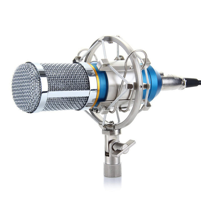 JMT-650186 Black Professional Condenser Microphone Set with Shock Mount and Anti-Wind Foam Cap