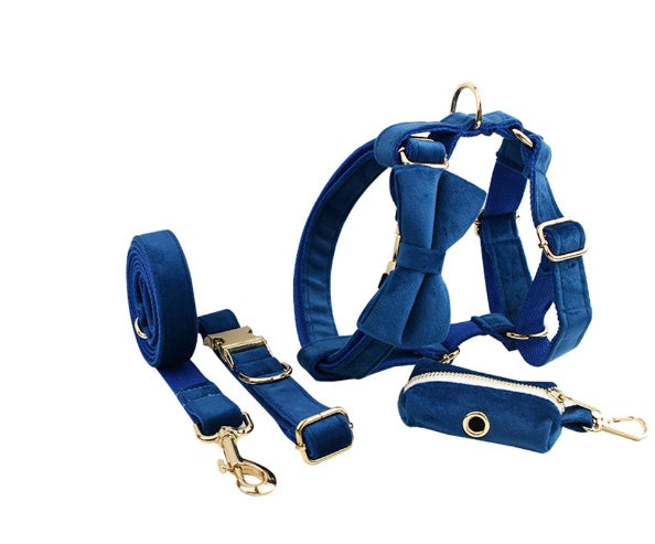 JMT-650186 Soft Velvet Dog Collar with Matching Accessories - Adjustable Sizes XS to XL