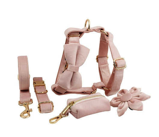 JMT-650186 Soft Velvet Dog Collar with Matching Accessories - Adjustable Sizes XS to XL