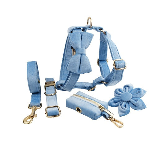 JMT-650186 Soft Velvet Dog Collar with Matching Accessories - Adjustable Sizes XS to XL