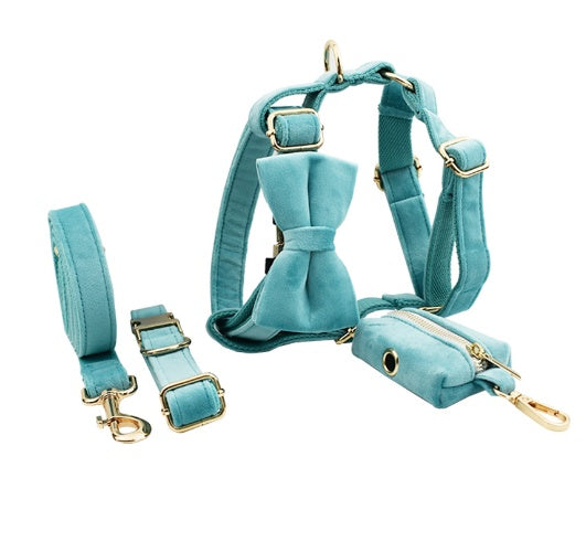JMT-650186 Soft Velvet Dog Collar with Matching Accessories - Adjustable Sizes XS to XL