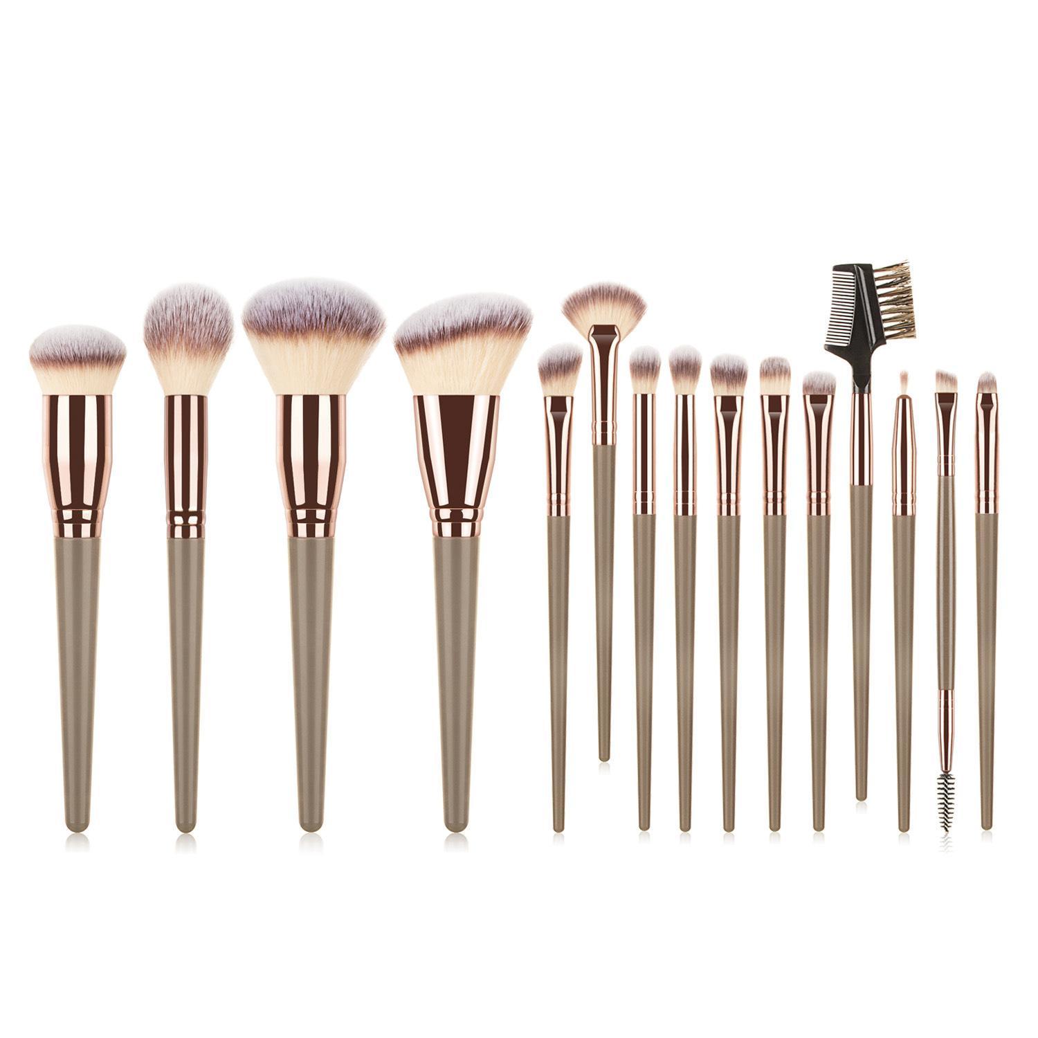 JMT-651274 15-Piece Makeup Brush Set with Eye Shadow Brushes in Brown and Black Handles