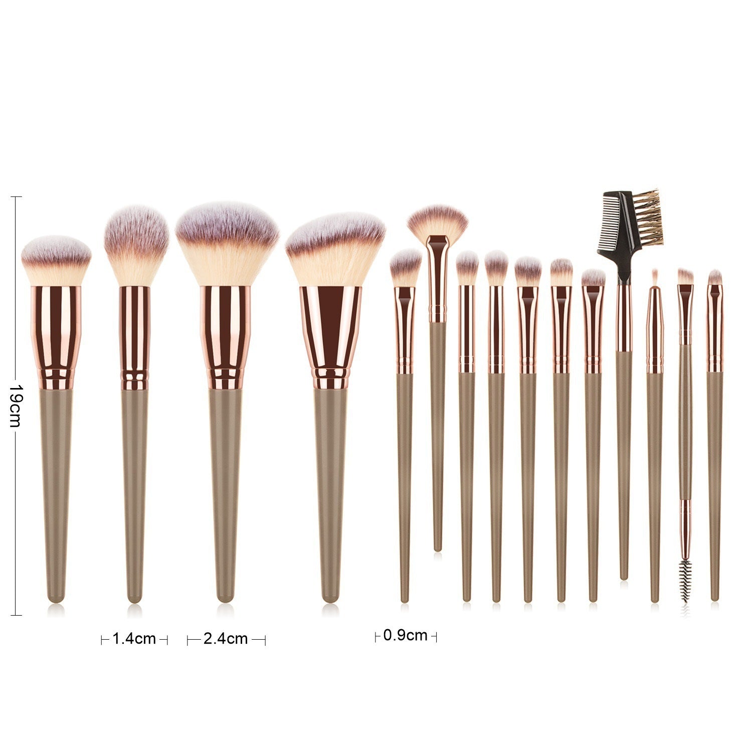 JMT-651274 15-Piece Makeup Brush Set with Eye Shadow Brushes in Brown and Black Handles