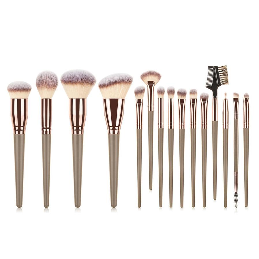 JMT-651274 15-Piece Makeup Brush Set with Eye Shadow Brushes in Brown and Black Handles