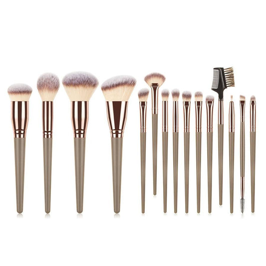 JMT-651274 15-Piece Makeup Brush Set with Eye Shadow Brushes in Brown and Black Handles