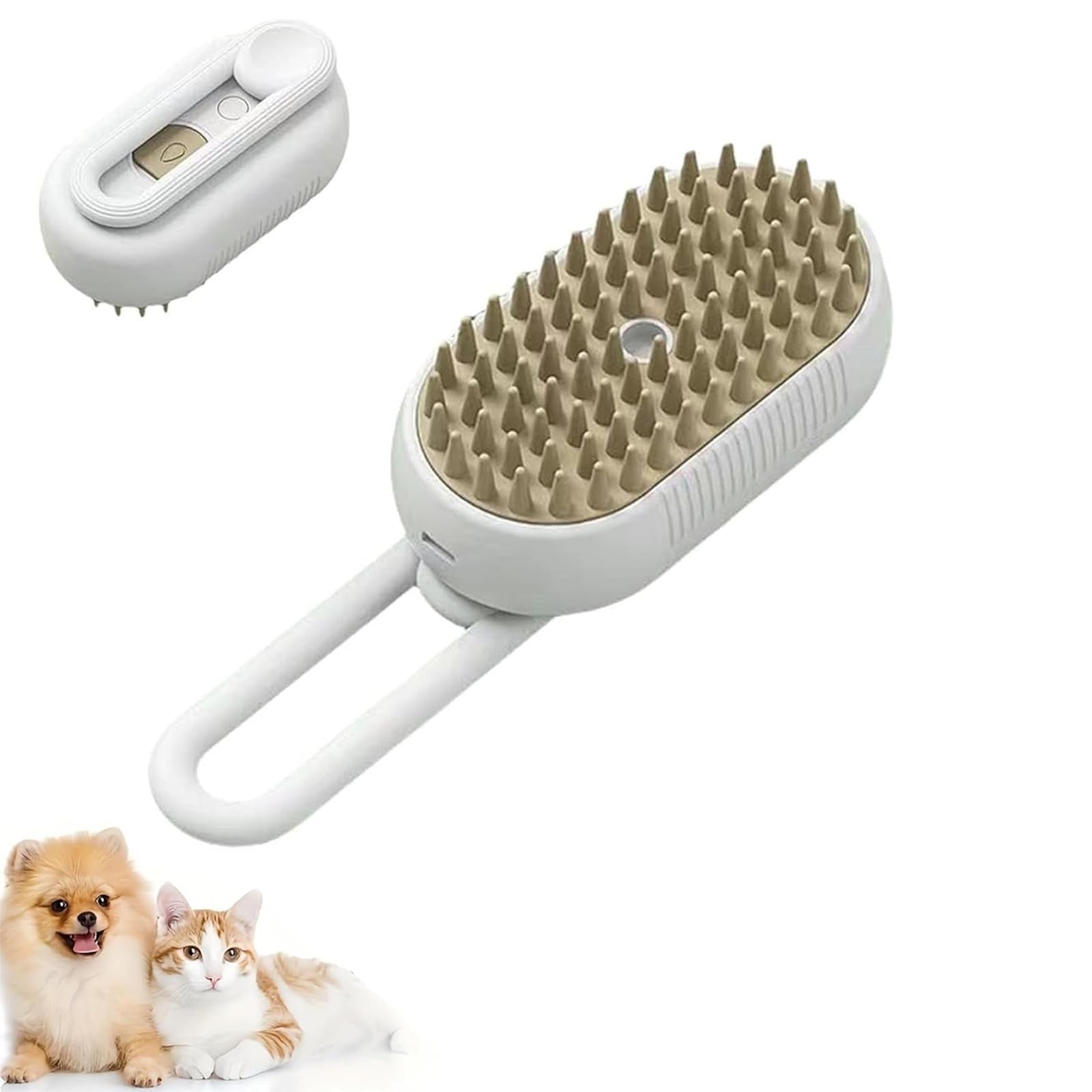 JMT-651978 3-in-1 Cat Steam Brush with Foldable Handle for Pet Grooming, Cleaning, and Massage - Ideal for Cats and Dogs