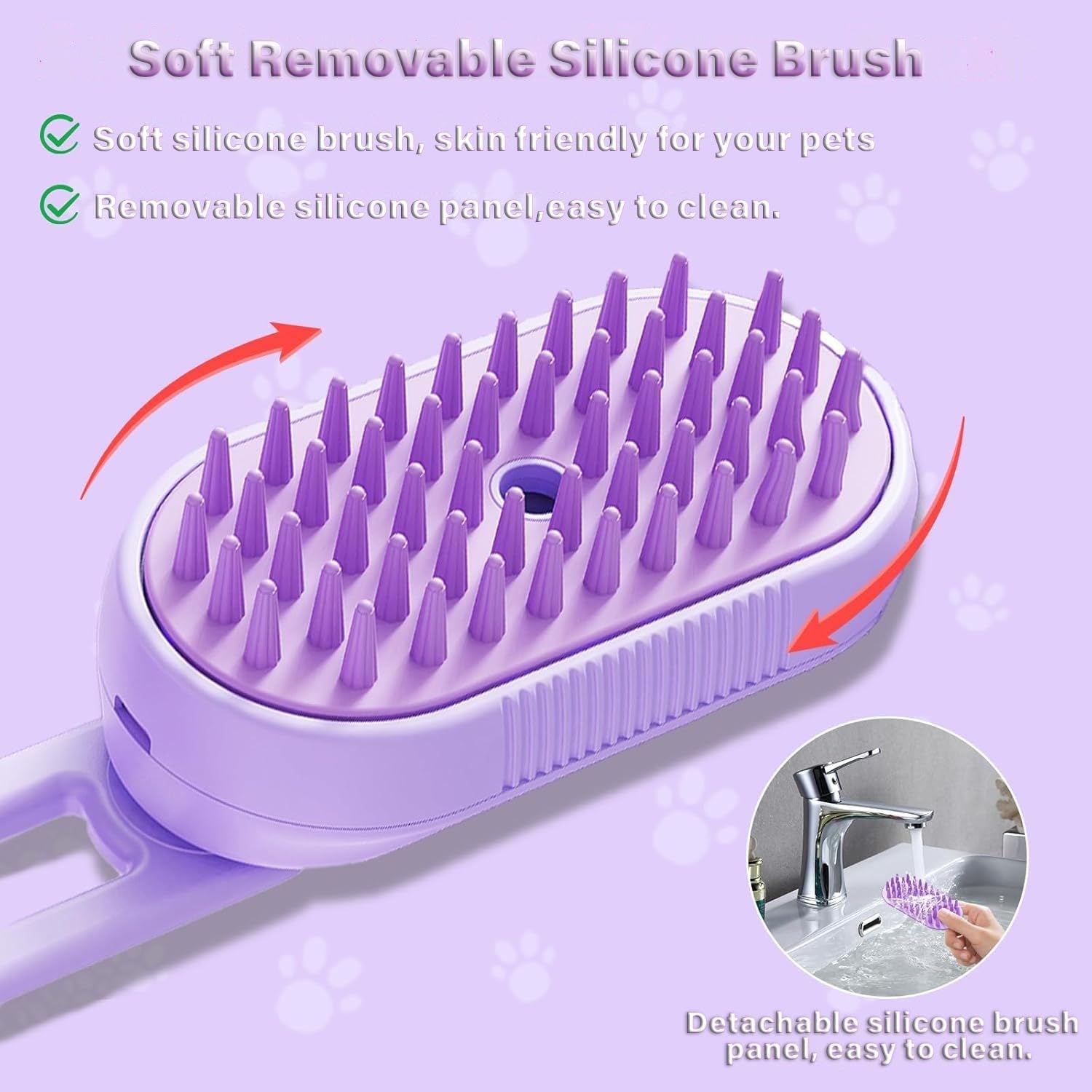 JMT-651978 3-in-1 Cat Steam Brush with Foldable Handle for Pet Grooming, Cleaning, and Massage - Ideal for Cats and Dogs