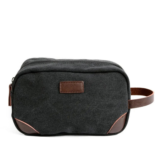 JMT-652042 Canvas Toiletry Bag for Men - PU and Cowhide Material, 24cm x 10cm x 14cm
