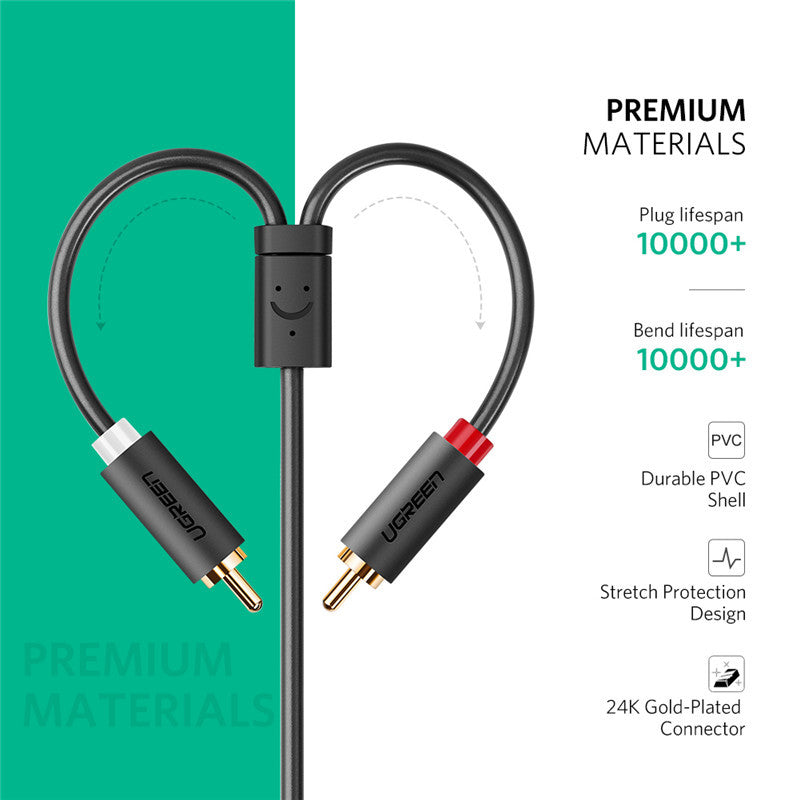 JMT-652170 Audio Cable 3.5mm Female to 2 RCA Male with Gold-Plated Connectors, 25cm Length, Tinned Copper Conductor