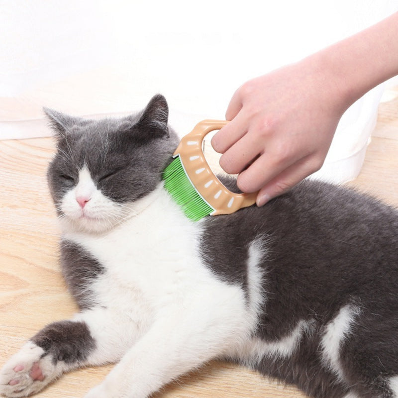 JMT-652234 Pet Grooming Shell Shaped Comb Brush for Dogs and Cats - Hair Remover Tool for Loose Fur and Massage