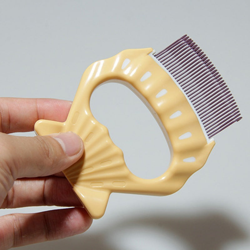 JMT-652234 Pet Grooming Shell Shaped Comb Brush for Dogs and Cats - Hair Remover Tool for Loose Fur and Massage